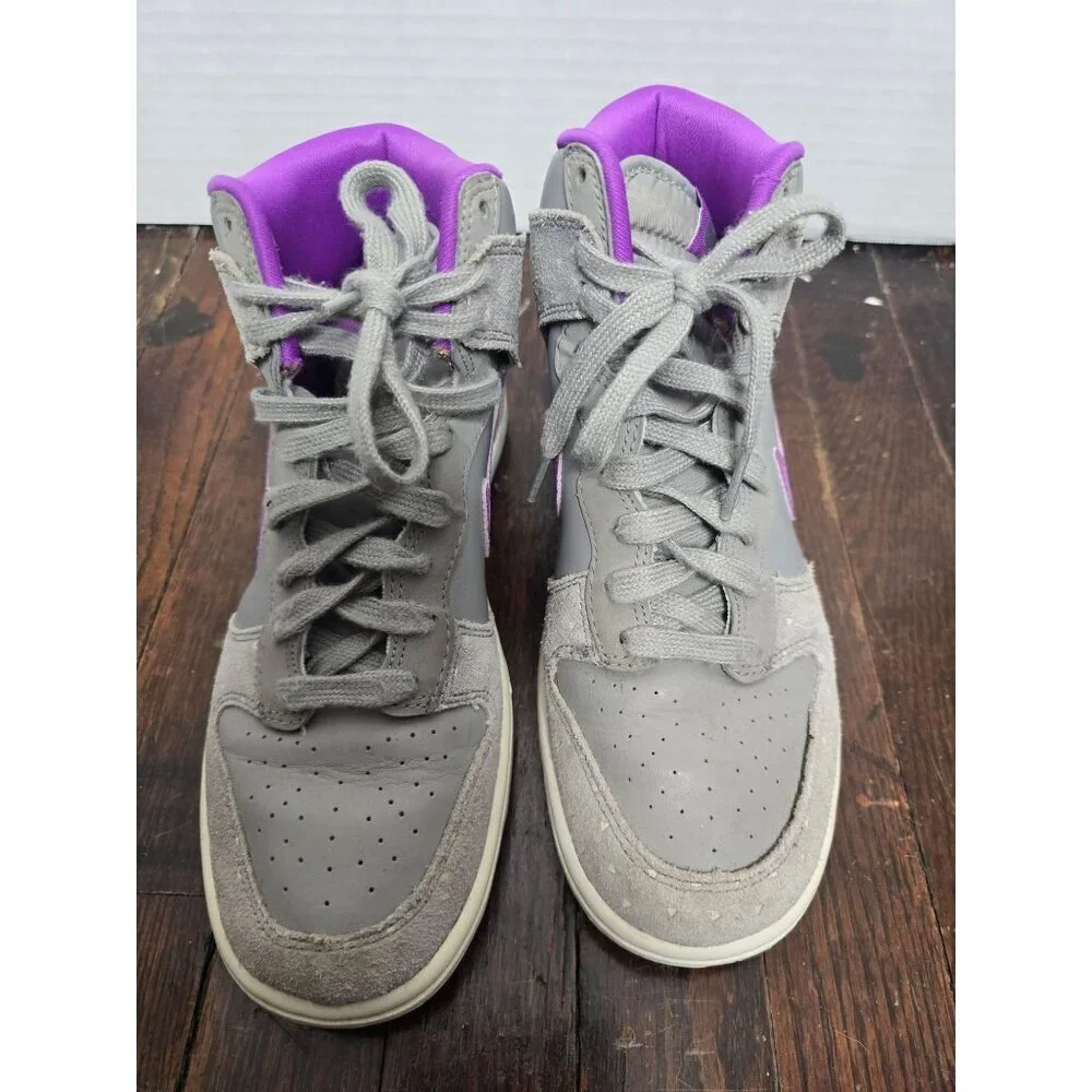 Nike Dunk High Skinny Sneakers Grey Purple Polka Dot size 7 Women's